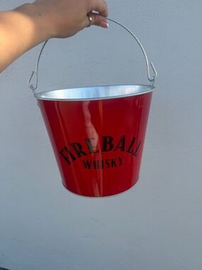 Red Metal Fireball Whiskey Party Bucket